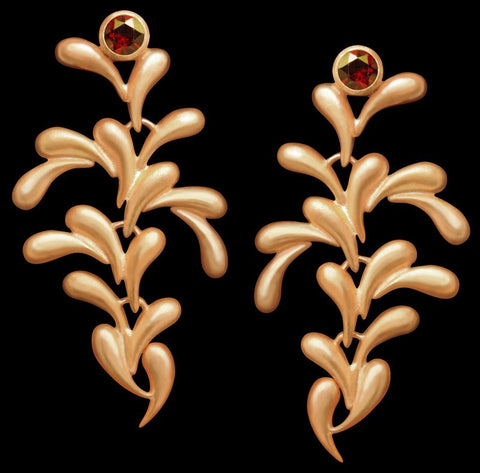 Brinco Prata com banho de Ouro Rose Fosco Granada Grou