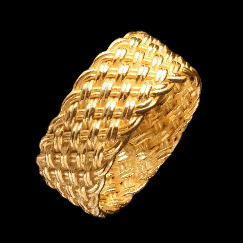 Aliança de casamento Prata com banho de Ouro Polido Sem Pedra Trama