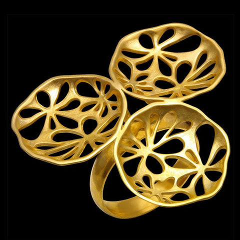 Anel de Ouro Amarelo Nymphaea