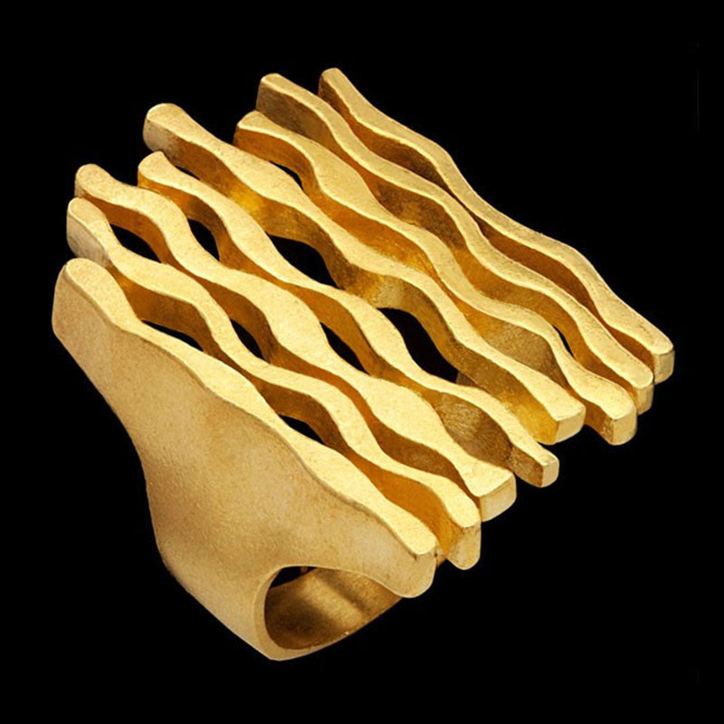 Anel de Prata com banho de Ouro Atlântico