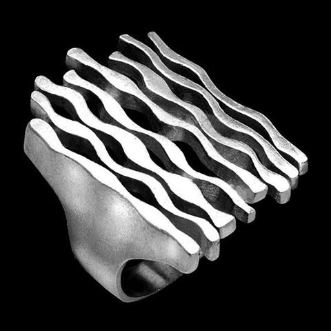 Anel de Prata com banho de Ouro Atlântico