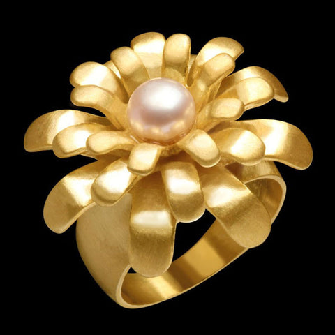 Anel de Ouro Amarelo Bromélia