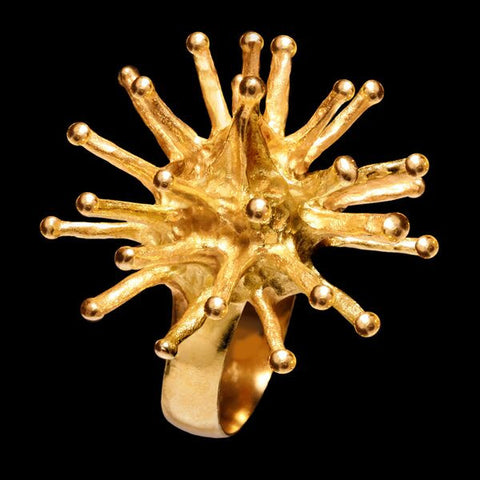 Anel de Prata com banho de Ouro Sea Urchin